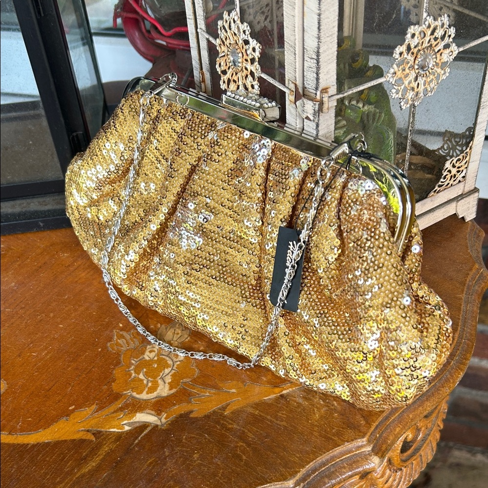 Vintage Gold Mini Sequin Clutch HandBag